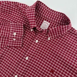 Brooks Brothers Mens XL Non-Iron Supima Cotton Red Check Button Down Shirt